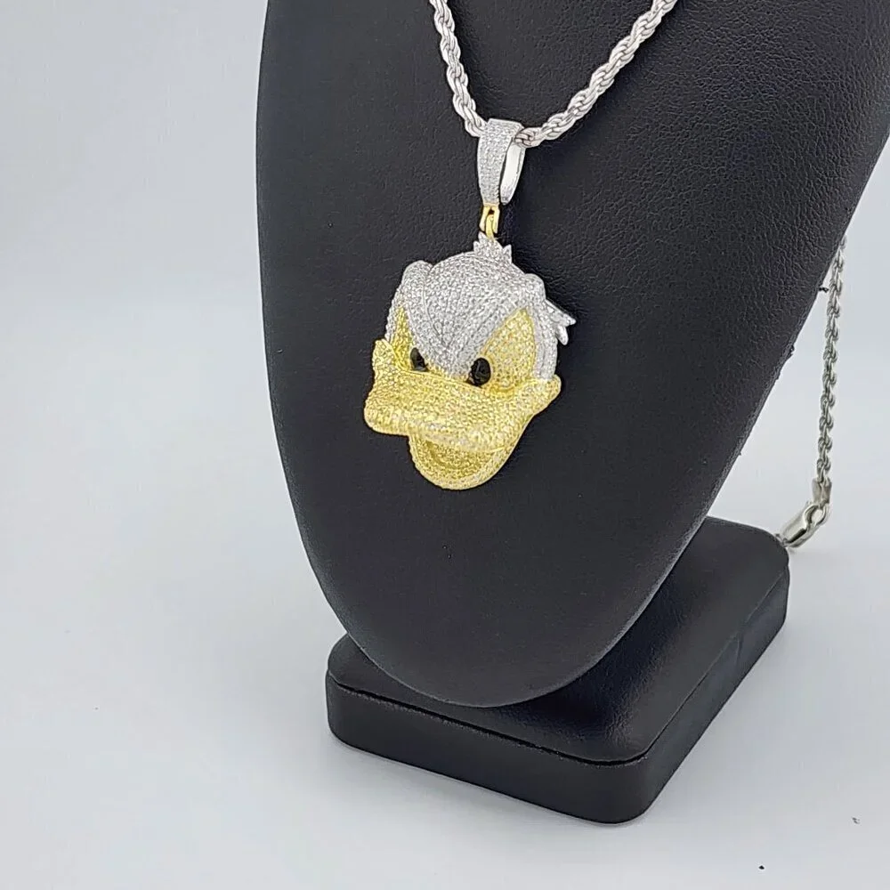 Brand New Sterling Silver 925 Angry Donald Necklace
